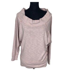 We The Free Women Palisades Off Shoulder Sweater Pullover Bat Wing Sz S Pink